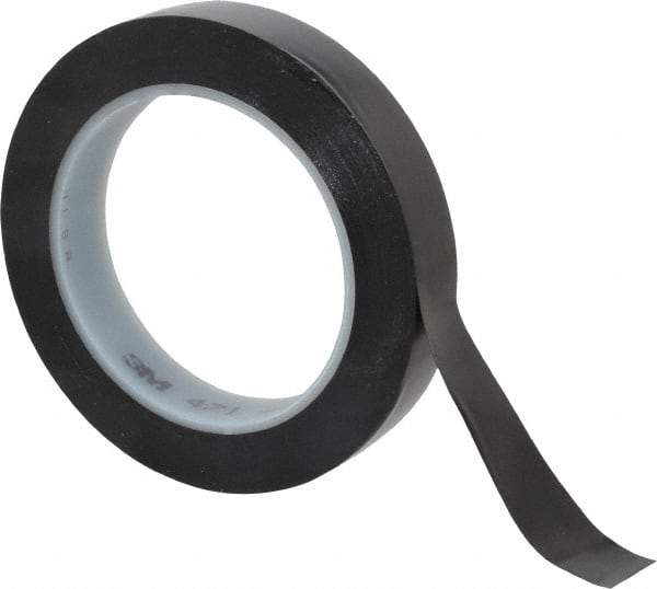 3M - Black Solid Color Vinyl Tape - 3/4" Wide x 108' Long x 5.2 mil Thick, General Traffic - Eagle Tool & Supply