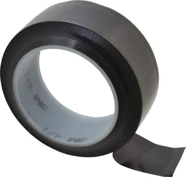 3M - Black Solid Color Vinyl Tape - 1-1/2" Wide x 108' Long x 5.2 mil Thick, General Traffic - Eagle Tool & Supply