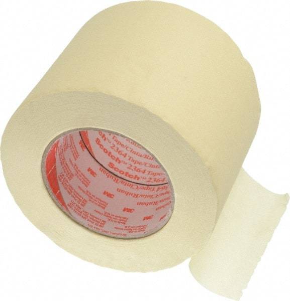 3M - 4" Wide x 60 Yd Long Tan Paper Masking Tape - Series 2364, 6.5 mil Thick, 24 In/Lb Tensile Strength - Eagle Tool & Supply