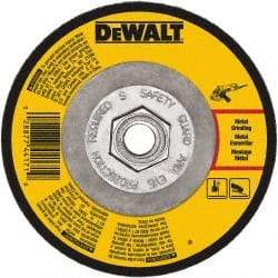 DeWALT - 24 Grit, 5" Wheel Diam, 1/4" Wheel Thickness, Type 27 Depressed Center Wheel - Aluminum Oxide, Resinoid Bond, 12,200 Max RPM - Eagle Tool & Supply
