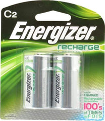 Energizer - Size C, NiMH, 2 Pack, Standard Battery - 1.2 Volts, Flat Terminal, ANSI Regulated - Eagle Tool & Supply