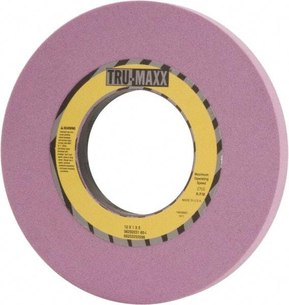 Tru-Maxx - 12" Diam x 5" Hole x 1" Thick, I Hardness, 60 Grit Surface Grinding Wheel - Aluminum Oxide, Type 1, Medium Grade, 2,705 Max RPM, Vitrified Bond, No Recess - Eagle Tool & Supply