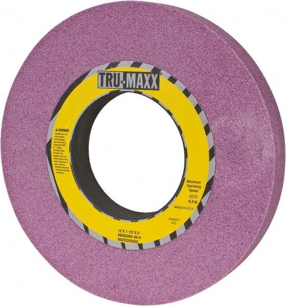 Tru-Maxx - 12" Diam x 5" Hole x 1-1/2" Thick, H Hardness, 46 Grit Surface Grinding Wheel - Aluminum Oxide, Type 1, Coarse Grade, 2,070 Max RPM, Vitrified Bond, No Recess - Eagle Tool & Supply
