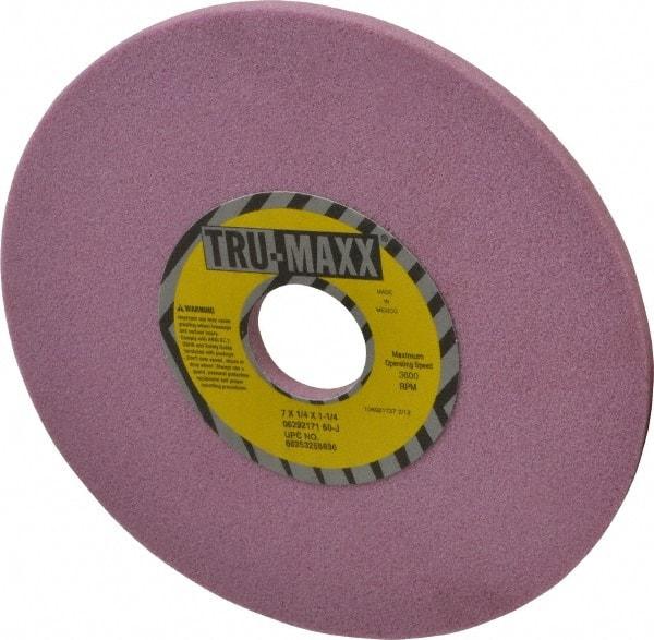 Tru-Maxx - 7" Diam x 1-1/4" Hole x 1/4" Thick, J Hardness, 60 Grit Surface Grinding Wheel - Aluminum Oxide, Type 1, Medium Grade, 3,600 Max RPM, Vitrified Bond, No Recess - Eagle Tool & Supply