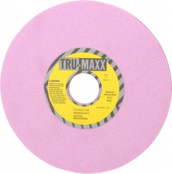 Tru-Maxx - 7" Diam x 1-1/4" Hole x 1/4" Thick, H Hardness, 80 Grit Surface Grinding Wheel - Aluminum Oxide, Type 1, Medium Grade, 3,600 Max RPM, Vitrified Bond, No Recess - Eagle Tool & Supply