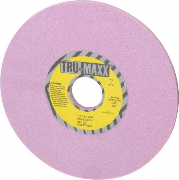 Tru-Maxx - 7" Diam x 1-1/4" Hole x 1/4" Thick, I Hardness, 80 Grit Surface Grinding Wheel - Aluminum Oxide, Type 1, Medium Grade, 3,600 Max RPM, Vitrified Bond, No Recess - Eagle Tool & Supply