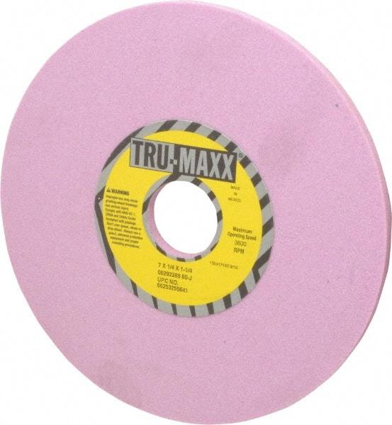 Tru-Maxx - 7" Diam x 1-1/4" Hole x 1/4" Thick, J Hardness, 80 Grit Surface Grinding Wheel - Aluminum Oxide, Type 1, Medium Grade, 3,600 Max RPM, Vitrified Bond, No Recess - Eagle Tool & Supply