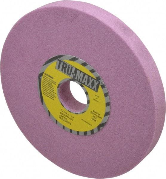 Tru-Maxx - 7" Diam x 1-1/4" Hole x 3/4" Thick, I Hardness, 60 Grit Surface Grinding Wheel - Aluminum Oxide, Type 1, Medium Grade, 3,600 Max RPM, Vitrified Bond, No Recess - Eagle Tool & Supply