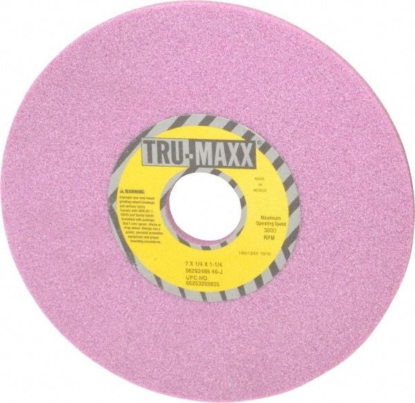 Tru-Maxx - 7" Diam x 1-1/4" Hole x 1/4" Thick, J Hardness, 46 Grit Surface Grinding Wheel - Aluminum Oxide, Type 1, Coarse Grade, 3,600 Max RPM, Vitrified Bond, No Recess - Eagle Tool & Supply