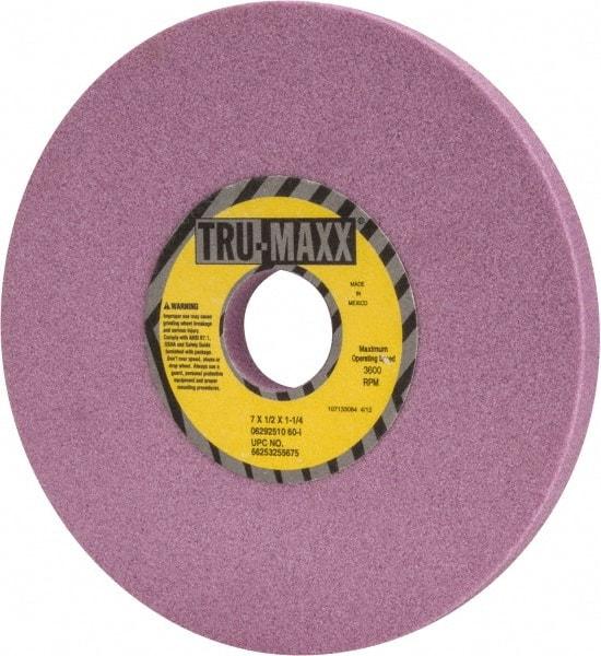Tru-Maxx - 7" Diam x 1-1/4" Hole x 1/2" Thick, I Hardness, 60 Grit Surface Grinding Wheel - Aluminum Oxide, Type 1, Medium Grade, 3,600 Max RPM, Vitrified Bond, No Recess - Eagle Tool & Supply