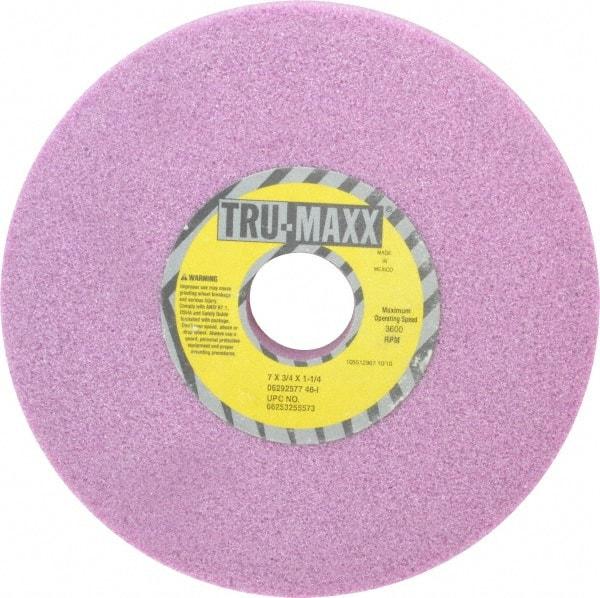 Tru-Maxx - 7" Diam x 1-1/4" Hole x 3/4" Thick, I Hardness, 46 Grit Surface Grinding Wheel - Aluminum Oxide, Type 1, Coarse Grade, 3,600 Max RPM, Vitrified Bond, No Recess - Eagle Tool & Supply