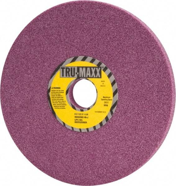 Tru-Maxx - 8" Diam x 1-1/4" Hole x 1/2" Thick, J Hardness, 46 Grit Surface Grinding Wheel - Aluminum Oxide, Type 1, Coarse Grade, 3,600 Max RPM, Vitrified Bond, No Recess - Eagle Tool & Supply
