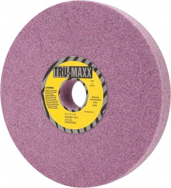 Tru-Maxx - 8" Diam x 1-1/4" Hole x 1" Thick, K Hardness, 46 Grit Surface Grinding Wheel - Aluminum Oxide, Type 1, Coarse Grade, 3,600 Max RPM, Vitrified Bond, No Recess - Eagle Tool & Supply
