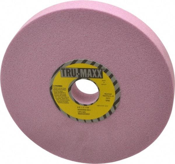 Tru-Maxx - 8" Diam x 1-1/4" Hole x 1" Thick, I Hardness, 60 Grit Surface Grinding Wheel - Aluminum Oxide, Type 1, Medium Grade, 3,600 Max RPM, Vitrified Bond, No Recess - Eagle Tool & Supply