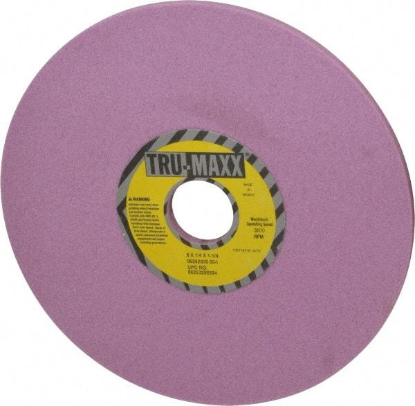 Tru-Maxx - 8" Diam x 1-1/4" Hole x 1/4" Thick, I Hardness, 60 Grit Surface Grinding Wheel - Aluminum Oxide, Type 1, Medium Grade, 3,600 Max RPM, Vitrified Bond, No Recess - Eagle Tool & Supply