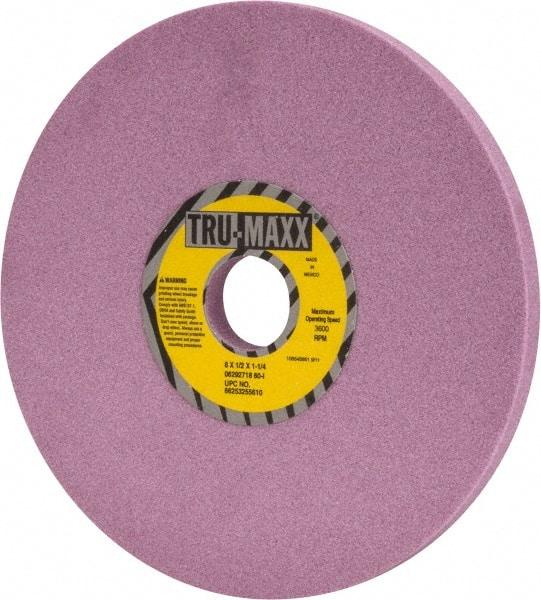 Tru-Maxx - 8" Diam x 1-1/4" Hole x 1/2" Thick, I Hardness, 60 Grit Surface Grinding Wheel - Aluminum Oxide, Type 1, Medium Grade, 3,600 Max RPM, Vitrified Bond, No Recess - Eagle Tool & Supply