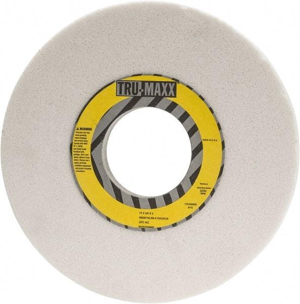 Tru-Maxx - 10" Diam x 3" Hole x 3/4" Thick, K Hardness, 60 Grit Surface Grinding Wheel - Aluminum Oxide, Type 1, Medium Grade, 3,250 Max RPM, Vitrified Bond, No Recess - Eagle Tool & Supply