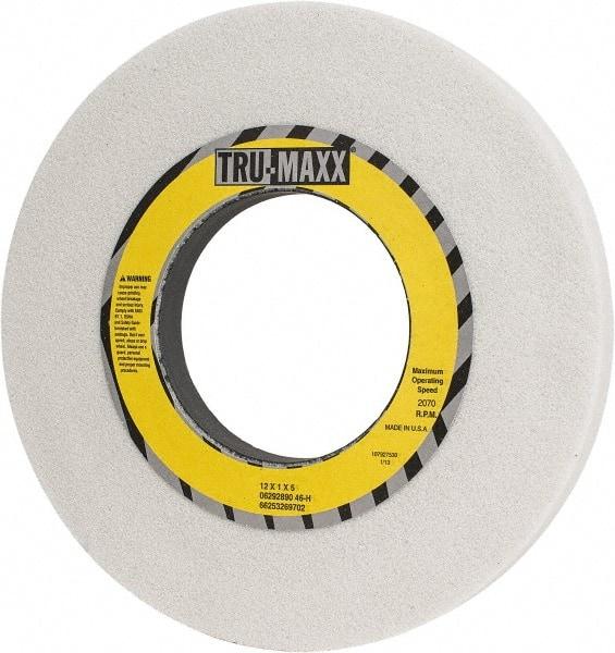 Tru-Maxx - 12" Diam x 5" Hole x 1" Thick, H Hardness, 46 Grit Surface Grinding Wheel - Aluminum Oxide, Type 1, Coarse Grade, 2,070 Max RPM, Vitrified Bond, No Recess - Eagle Tool & Supply
