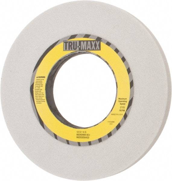 Tru-Maxx - 12" Diam x 5" Hole x 1" Thick, I Hardness, 46 Grit Surface Grinding Wheel - Aluminum Oxide, Type 1, Coarse Grade, 2,705 Max RPM, Vitrified Bond, No Recess - Eagle Tool & Supply