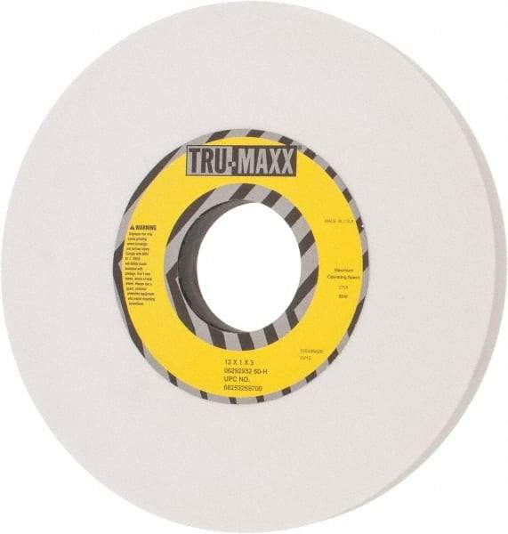 Tru-Maxx - 12" Diam x 3" Hole x 1" Thick, H Hardness, 60 Grit Surface Grinding Wheel - Aluminum Oxide, Type 1, Medium Grade, 2,705 Max RPM, Vitrified Bond, No Recess - Eagle Tool & Supply