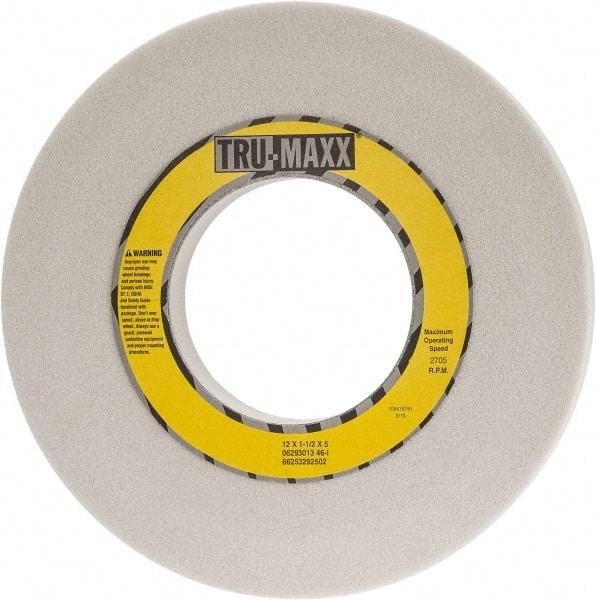 Tru-Maxx - 12" Diam x 5" Hole x 1-1/2" Thick, I Hardness, 46 Grit Surface Grinding Wheel - Aluminum Oxide, Type 1, Coarse Grade, 2,705 Max RPM, Vitrified Bond, No Recess - Eagle Tool & Supply