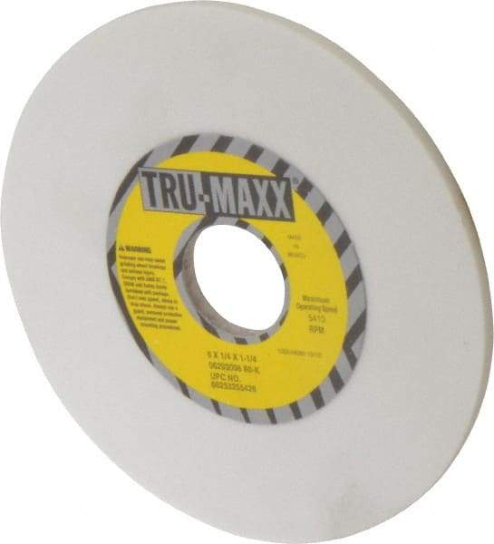 Tru-Maxx - 6" Diam x 1-1/4" Hole x 1/4" Thick, K Hardness, 80 Grit Surface Grinding Wheel - Aluminum Oxide, Type 1, Medium Grade, 5,410 Max RPM, Vitrified Bond, No Recess - Eagle Tool & Supply