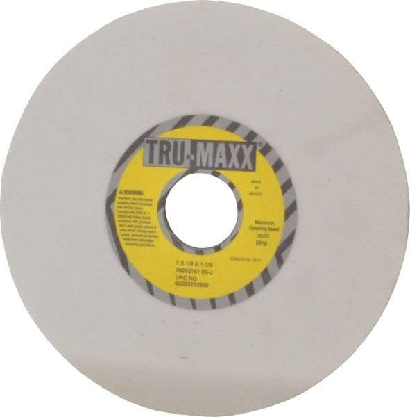 Tru-Maxx - 7" Diam x 1-1/4" Hole x 1/4" Thick, J Hardness, 80 Grit Surface Grinding Wheel - Aluminum Oxide, Type 1, Medium Grade, 3,600 Max RPM, Vitrified Bond, No Recess - Eagle Tool & Supply