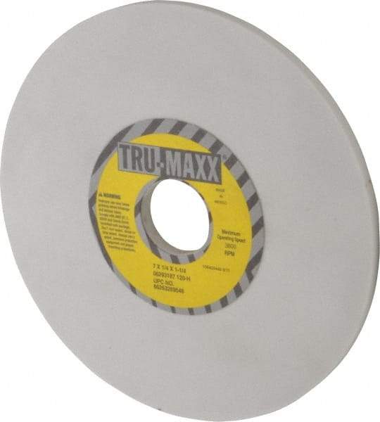 Tru-Maxx - 7" Diam x 1-1/4" Hole x 1/4" Thick, H Hardness, 120 Grit Surface Grinding Wheel - Aluminum Oxide, Type 1, Fine Grade, 3,600 Max RPM, Vitrified Bond, No Recess - Eagle Tool & Supply