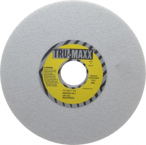 Tru-Maxx - 7" Diam x 1-1/4" Hole x 1/2" Thick, J Hardness, 46 Grit Surface Grinding Wheel - Aluminum Oxide, Type 1, Coarse Grade, 3,600 Max RPM, Vitrified Bond, No Recess - Eagle Tool & Supply