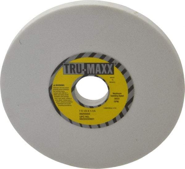 Tru-Maxx - 7" Diam x 1-1/4" Hole x 1/2" Thick, I Hardness, 80 Grit Surface Grinding Wheel - Aluminum Oxide, Type 1, Medium Grade, 3,600 Max RPM, Vitrified Bond, No Recess - Eagle Tool & Supply