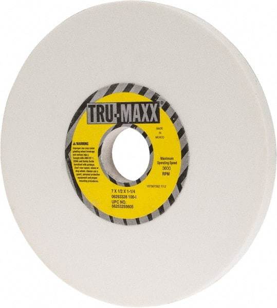 Tru-Maxx - 7" Diam x 1-1/4" Hole x 1/2" Thick, I Hardness, 100 Grit Surface Grinding Wheel - Aluminum Oxide, Type 1, Fine Grade, 3,600 Max RPM, Vitrified Bond, No Recess - Eagle Tool & Supply