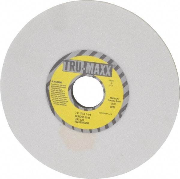 Tru-Maxx - 7" Diam x 1-1/4" Hole x 1/4" Thick, H Hardness, 60 Grit Surface Grinding Wheel - Aluminum Oxide, Type 1, Medium Grade, 3,600 Max RPM, Vitrified Bond, No Recess - Eagle Tool & Supply