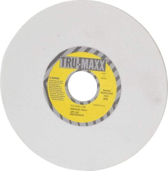 Tru-Maxx - 7" Diam x 1-1/4" Hole x 1/4" Thick, H Hardness, 100 Grit Surface Grinding Wheel - Aluminum Oxide, Type 1, Fine Grade, 3,600 Max RPM, Vitrified Bond, No Recess - Eagle Tool & Supply