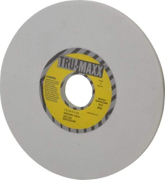 Tru-Maxx - 7" Diam x 1-1/4" Hole x 1/4" Thick, K Hardness, 150 Grit Surface Grinding Wheel - Aluminum Oxide, Type 1, Very Fine Grade, 3,600 Max RPM, Vitrified Bond, No Recess - Eagle Tool & Supply