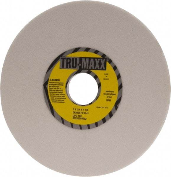 Tru-Maxx - 7" Diam x 1-1/4" Hole x 1/4" Thick, H Hardness, 80 Grit Surface Grinding Wheel - Aluminum Oxide, Type 1, Medium Grade, 3,600 Max RPM, Vitrified Bond, No Recess - Eagle Tool & Supply