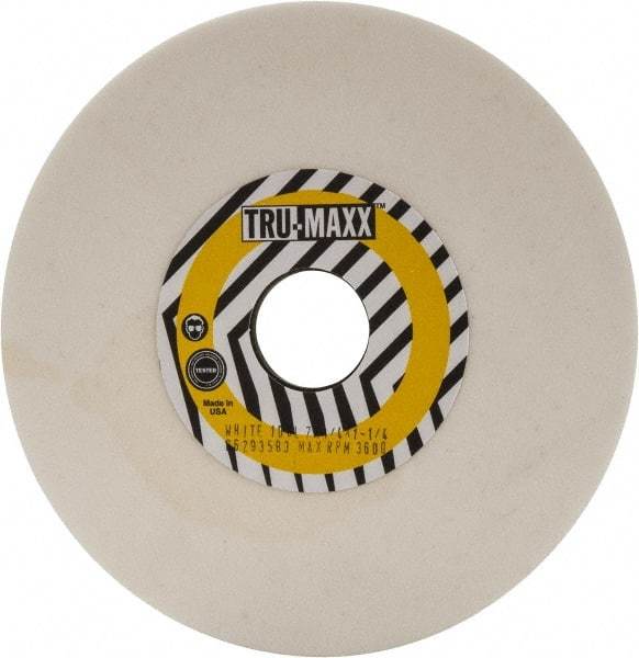 Tru-Maxx - 7" Diam x 1-1/4" Hole x 1/4" Thick, L Hardness, 100 Grit Surface Grinding Wheel - Aluminum Oxide, Type 1, Fine Grade, 3,600 Max RPM, Vitrified Bond, No Recess - Eagle Tool & Supply