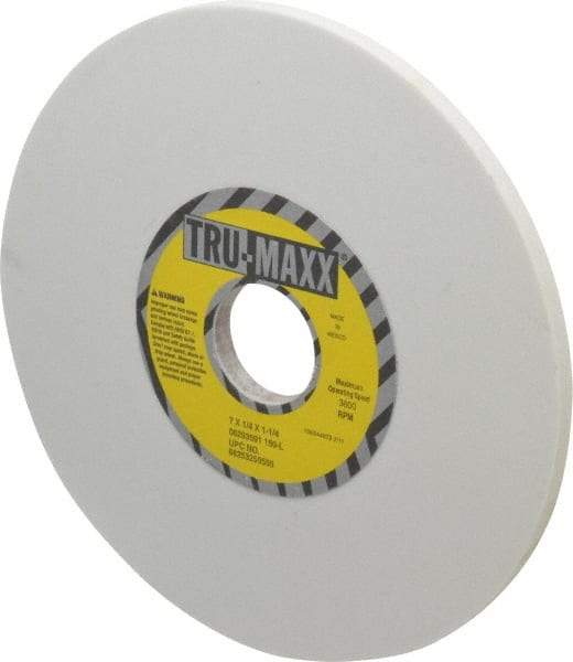 Tru-Maxx - 7" Diam x 1-1/4" Hole x 1/4" Thick, L Hardness, 150 Grit Surface Grinding Wheel - Aluminum Oxide, Type 1, Very Fine Grade, 3,600 Max RPM, Vitrified Bond, No Recess - Eagle Tool & Supply