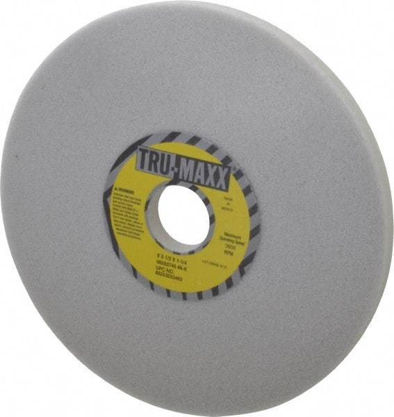 Tru-Maxx - 8" Diam x 1-1/4" Hole x 1/2" Thick, K Hardness, 46 Grit Surface Grinding Wheel - Aluminum Oxide, Type 1, Coarse Grade, 3,600 Max RPM, Vitrified Bond, No Recess - Eagle Tool & Supply