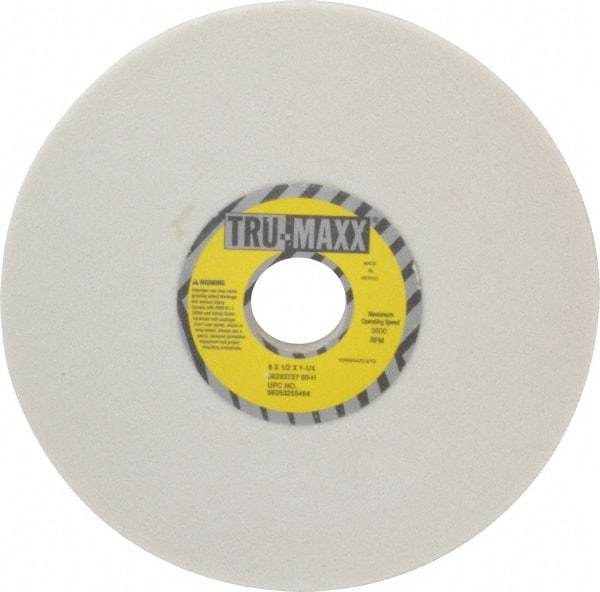 Tru-Maxx - 8" Diam x 1-1/4" Hole x 1/2" Thick, H Hardness, 60 Grit Surface Grinding Wheel - Aluminum Oxide, Type 1, Medium Grade, 3,600 Max RPM, Vitrified Bond, No Recess - Eagle Tool & Supply