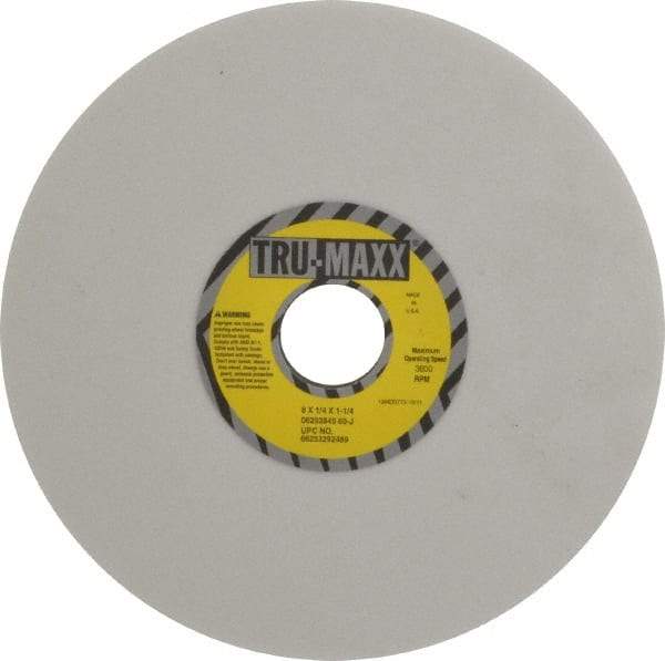 Tru-Maxx - 8" Diam x 1-1/4" Hole x 1/4" Thick, J Hardness, 60 Grit Surface Grinding Wheel - Aluminum Oxide, Type 1, Medium Grade, 3,600 Max RPM, Vitrified Bond, No Recess - Eagle Tool & Supply