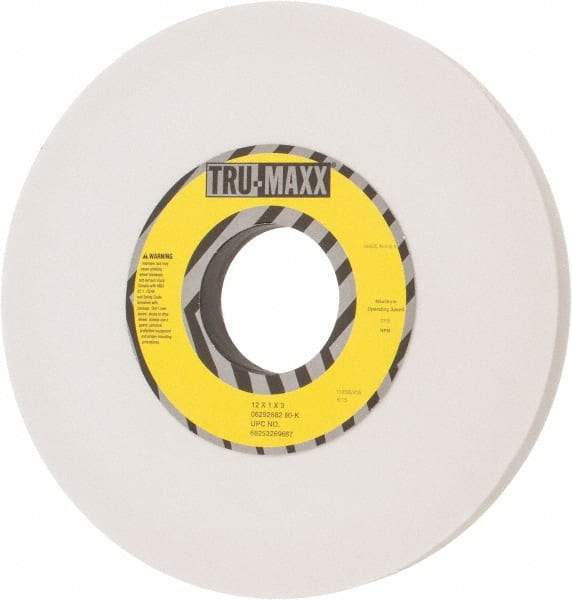 Tru-Maxx - 12" Diam x 3" Hole x 1" Thick, F Hardness, 60 Grit Surface Grinding Wheel - Aluminum Oxide, Type 1, Medium Grade, 2,070 Max RPM, Vitrified Bond, No Recess - Eagle Tool & Supply