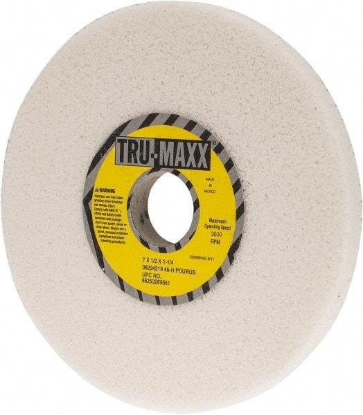 Tru-Maxx - 7" Diam x 1-1/4" Hole x 1/2" Thick, H Hardness, 46 Grit Surface Grinding Wheel - Aluminum Oxide, Type 1, Coarse Grade, 3,600 Max RPM, Vitrified Bond, No Recess - Eagle Tool & Supply