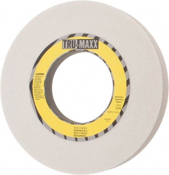 Tru-Maxx - 12" Diam x 5" Hole x 1-1/2" Thick, J Hardness, 46 Grit Surface Grinding Wheel - Aluminum Oxide, Type 5, Coarse Grade, 2,705 Max RPM, Vitrified Bond, One-Side Recess - Eagle Tool & Supply