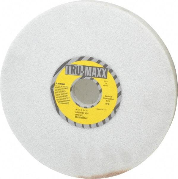 Tru-Maxx - 8" Diam x 1-1/4" Hole x 1" Thick, I Hardness, 46 Grit Surface Grinding Wheel - Aluminum Oxide, Type 5, Coarse Grade, 3,105 Max RPM, Vitrified Bond, One-Side Recess - Eagle Tool & Supply