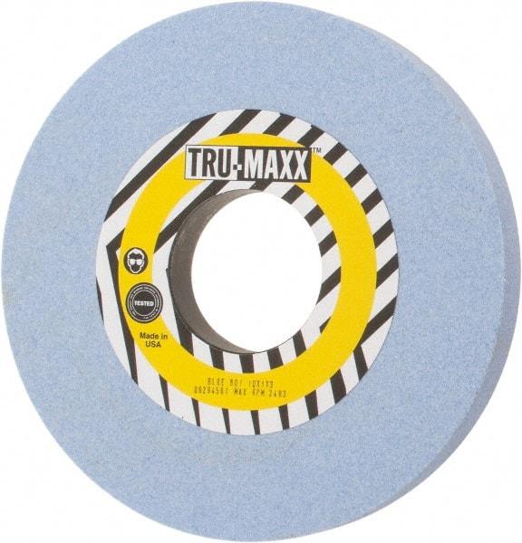 Tru-Maxx - 10" Diam x 3" Hole x 1" Thick, J Hardness, 60 Grit Surface Grinding Wheel - Ceramic, Type 1, Medium Grade, 2,483 Max RPM, Vitrified Bond, No Recess - Eagle Tool & Supply