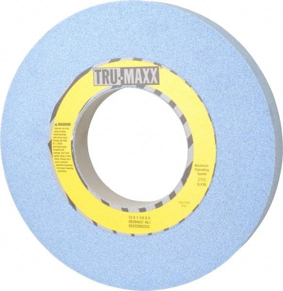 Tru-Maxx - 12" Diam x 5" Hole x 1-1/2" Thick, I Hardness, 46 Grit Surface Grinding Wheel - Ceramic, Type 1, Coarse Grade, 2,705 Max RPM, Vitrified Bond, No Recess - Eagle Tool & Supply
