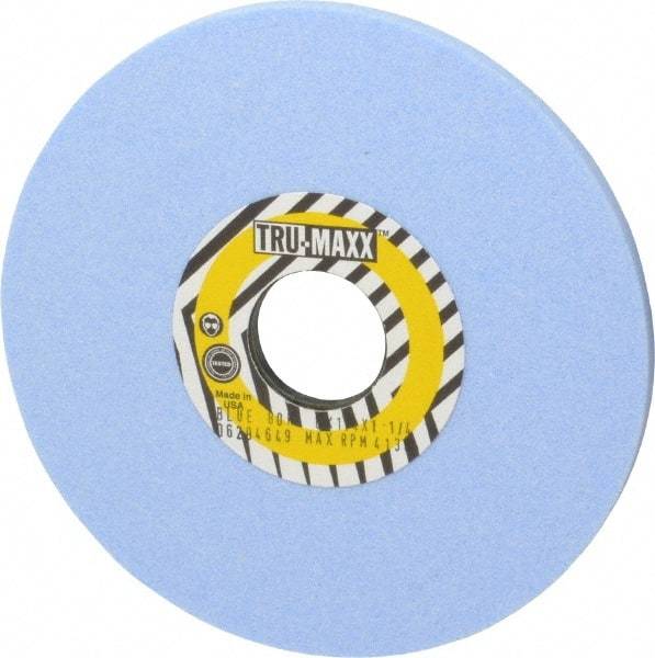 Tru-Maxx - 6" Diam x 1-1/4" Hole x 1/4" Thick, K Hardness, 80 Grit Surface Grinding Wheel - Ceramic, Type 1, Medium Grade, 4,138 Max RPM, Vitrified Bond, No Recess - Eagle Tool & Supply