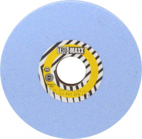 Tru-Maxx - 6" Diam x 1-1/4" Hole x 1/2" Thick, K Hardness, 60 Grit Surface Grinding Wheel - Ceramic, Type 1, Medium Grade, 5,410 Max RPM, Vitrified Bond, No Recess - Eagle Tool & Supply