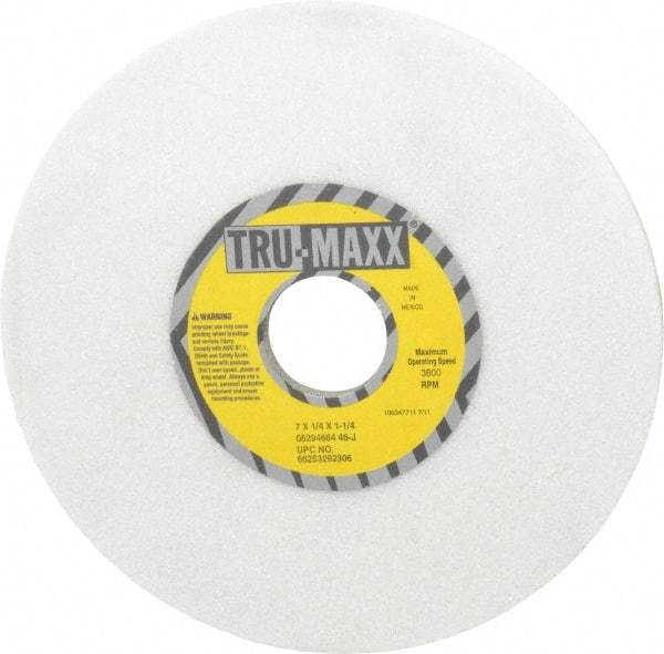 Tru-Maxx - 7" Diam x 1-1/4" Hole x 1/4" Thick, J Hardness, 46 Grit Surface Grinding Wheel - Ceramic, Type 1, Coarse Grade, 3,600 Max RPM, Vitrified Bond, No Recess - Eagle Tool & Supply