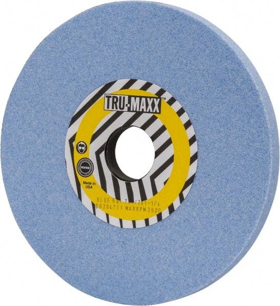 Tru-Maxx - 7" Diam x 1-1/4" Hole x 1/2" Thick, I Hardness, 60 Grit Surface Grinding Wheel - Ceramic, Type 1, Medium Grade, 3,600 Max RPM, Vitrified Bond, No Recess - Eagle Tool & Supply